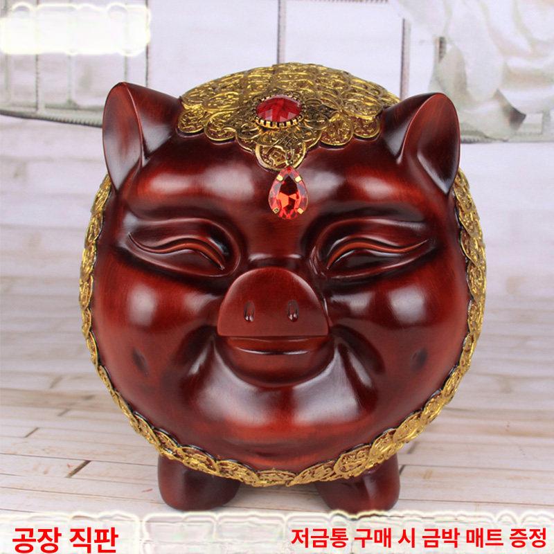 나무 저금통 동전 대형 보관함 집들이 축복 장식소품 행운 수집 목재 현금 데코 절약 - 상세 이미지 2