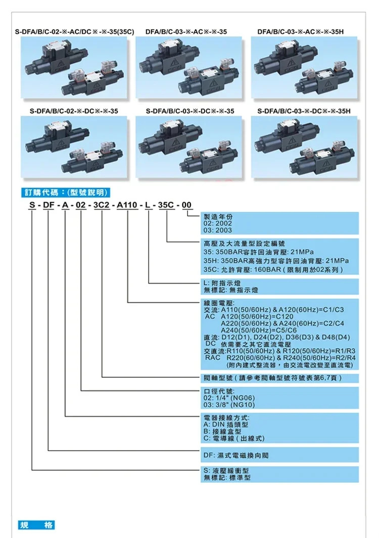 전자기 방향 밸브 DFA-02-3C2-D24V-35C 2D B 3C4 A110 220V 유압