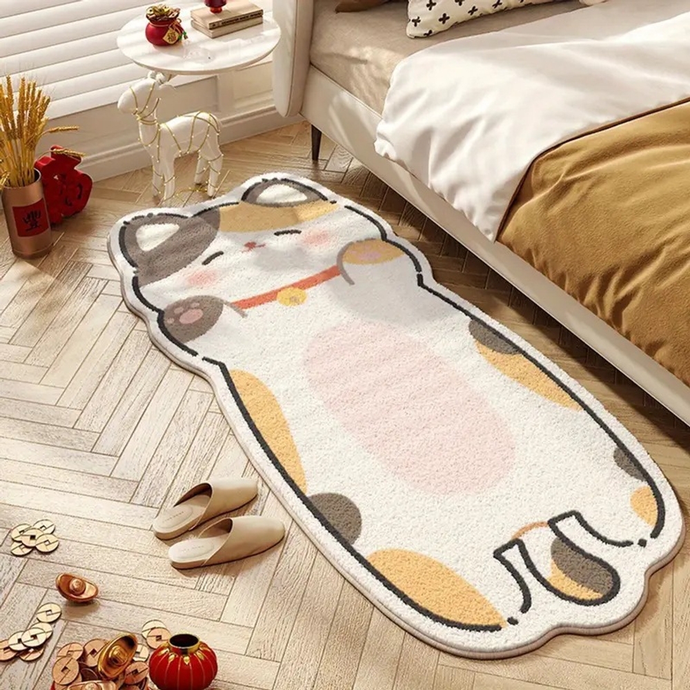 고양이 러그 침대옆 매트 침실 인테리어 카페트 오렌지고냥이 40x120cm - 상세 이미지 4