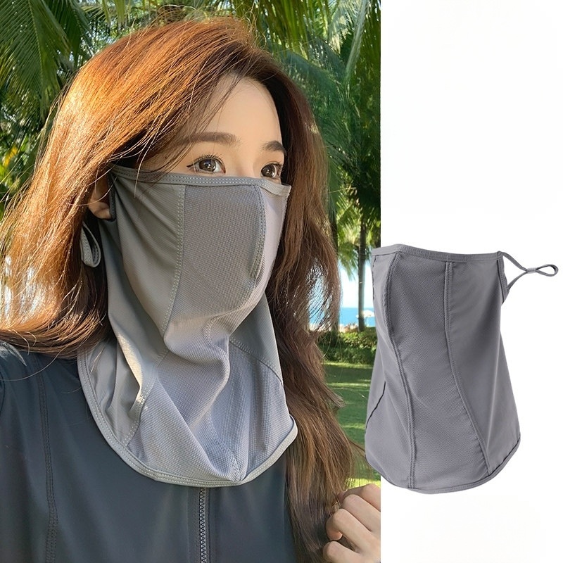 자외선 차단 쿨 냉감 기능성 원단 얼굴 목 전체 커버 마스크 귀걸이형 메쉬 통기성 땀 - 상품 이미지