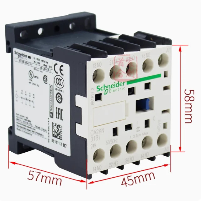 SCHNEIDER AC 접촉기 중릴레이 CA2KN31B7 코일 전압 24V 3 열림 1 닫힘