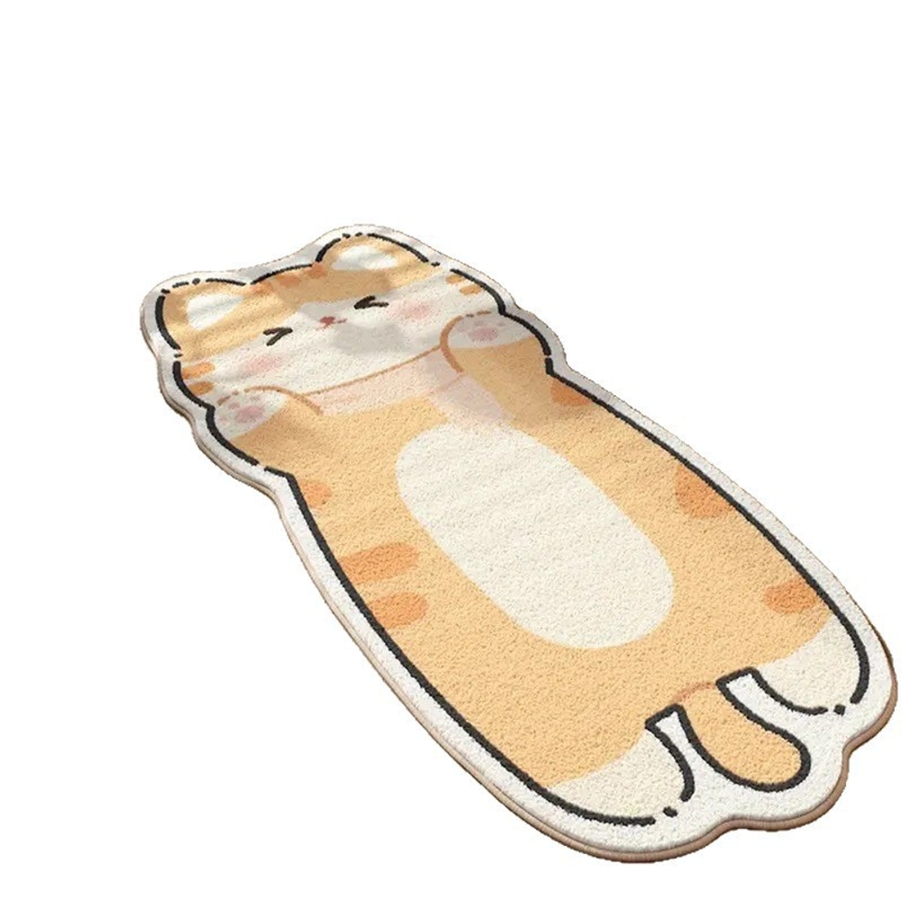 고양이 러그 침대옆 매트 침실 인테리어 카페트 오렌지고냥이 40x120cm - 상세 이미지 5