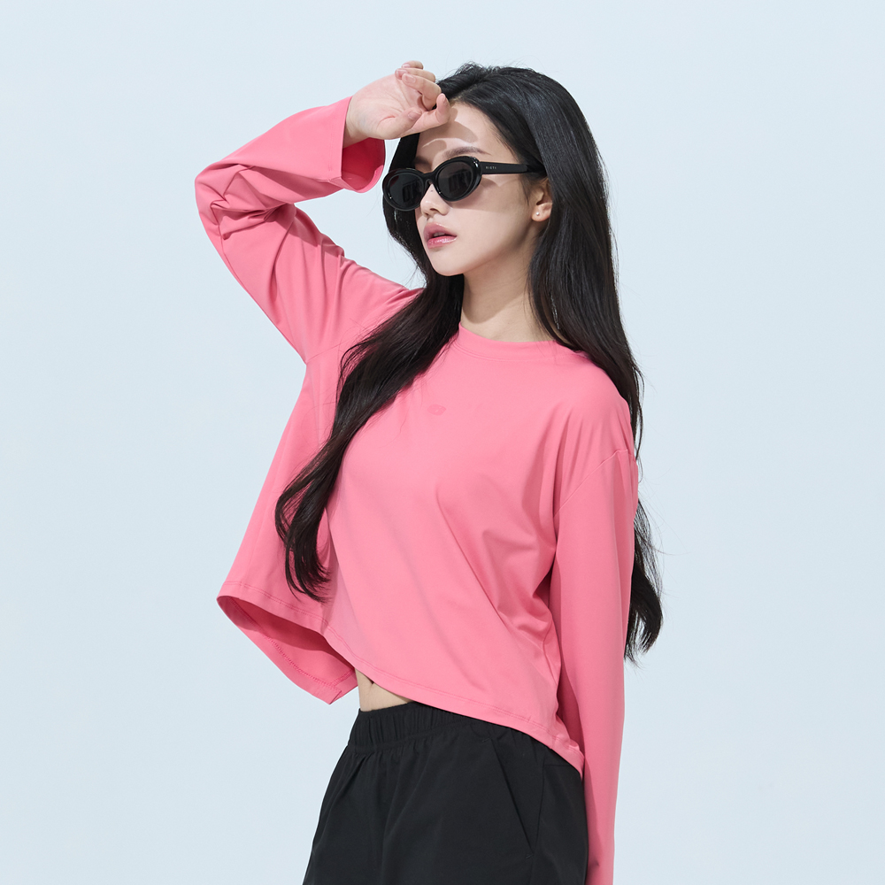 블랙몬스터핏 바캉스 백오픈 크롭 래쉬가드 긴팔 여성 상의 비치웨어 루즈핏 이미지 6