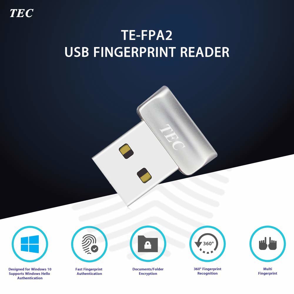 TEC 윈도우 11/10 Hello용 미니 USB 동글, TE-FPA2 인식기기, 키 바이오 360 파일 터치 메트릭 암호화, 없는 PC 스캐너 보안 암호 스피디 매칭 지문 - 상세 이미지 2