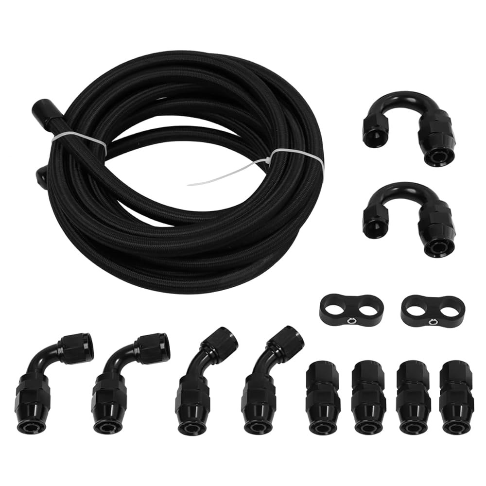 LokoCar 6AN PTFE 연료 라인 키트 나일론 땋은 E85 호스 피팅 20FT 블랙 6AN 10FT - 상품 이미지