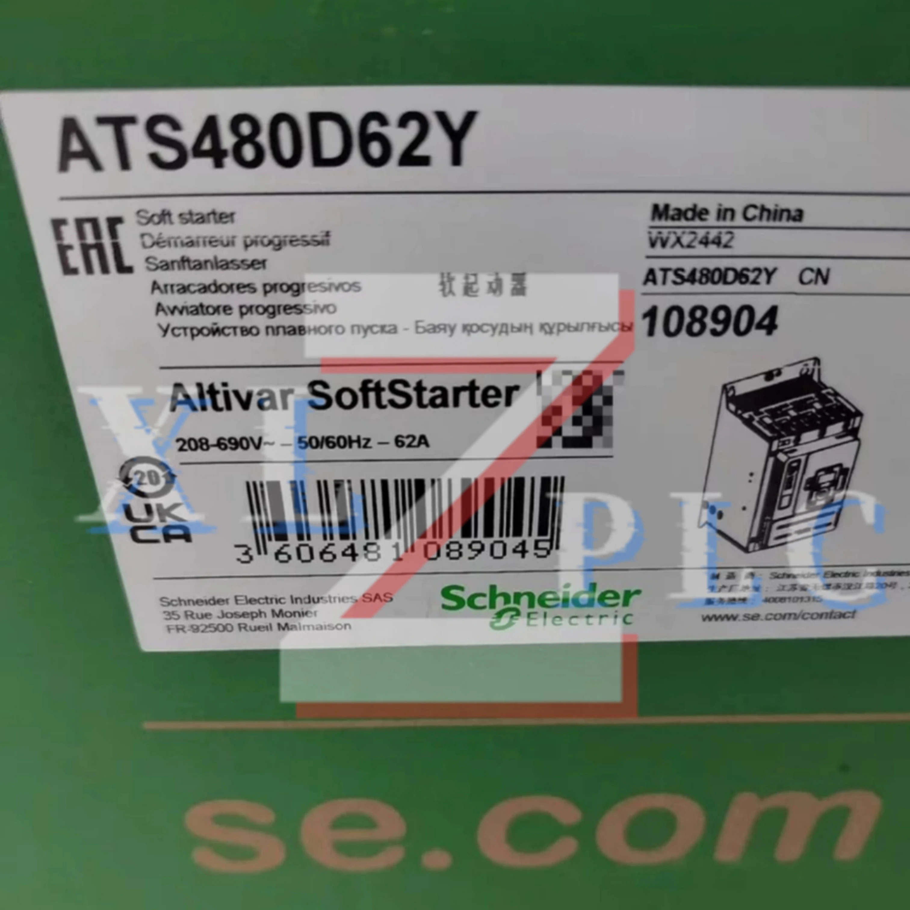 소프트 스타터 ATS480D62Y 62A 30kW ATS480D75Y 75A 37kW ATS480D88Y 88A 45kW 새