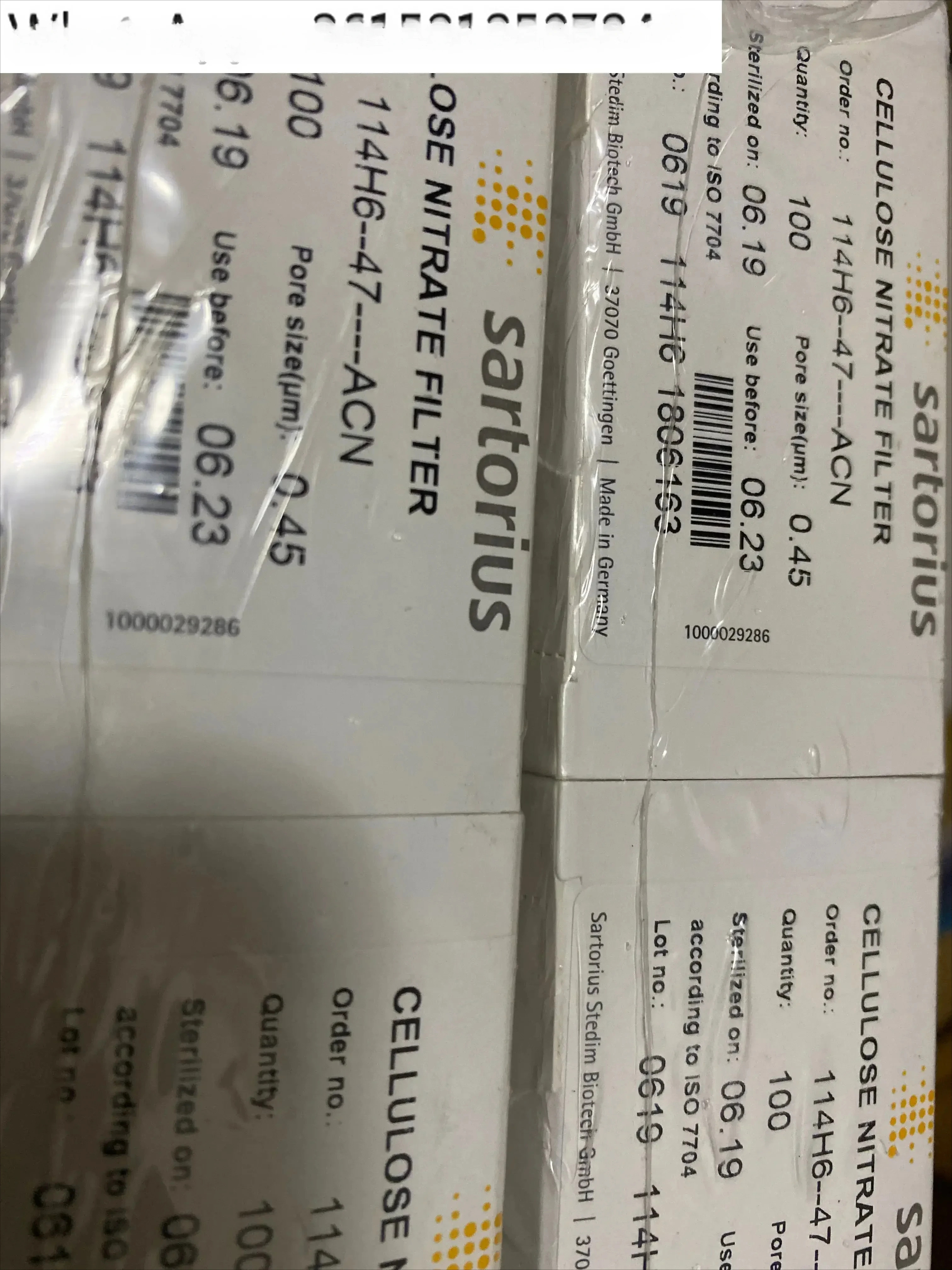 Sartorius 니트로셀룰로오스 필터 114H6-47-ACN 0 .45um100 개/상자