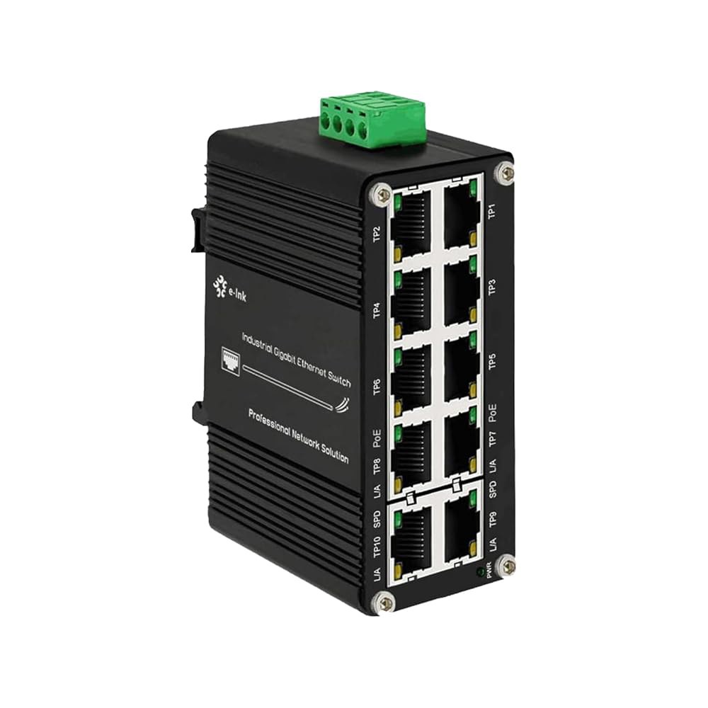 미니 산업용 10포트 기가비트 PoE+ 스위치, 포트 30W, 예산, IEEE 업링크 2개, DC 부스터 마운트 최대 PoE 레일 802.3af/at 240와트 전원 입력, 기능, - 상품 이미지
