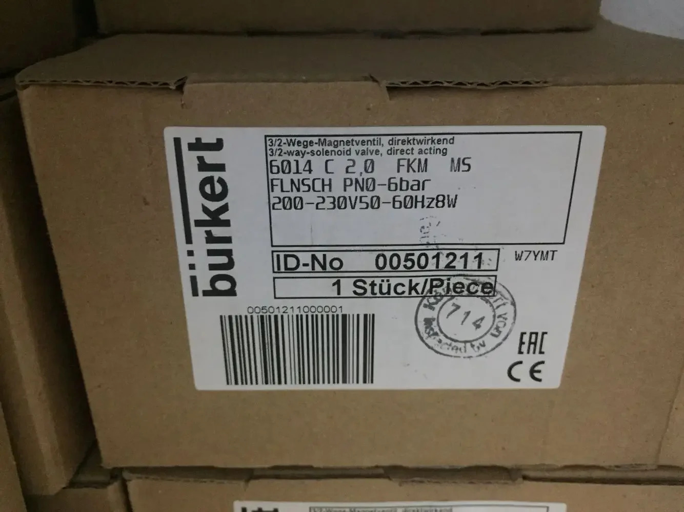 Burkert Bode 솔레노이드 밸브 6014C FLNSCH 00501205 00501208 00501211
