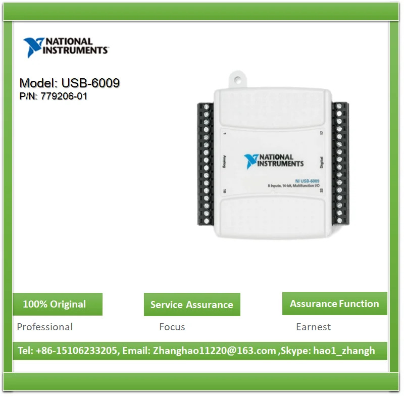 NI USB-6009 779026 -01 8채널 AI14비트 48kS/s 2채널 AO150Hz 13채널 DIO USB I/O 장치