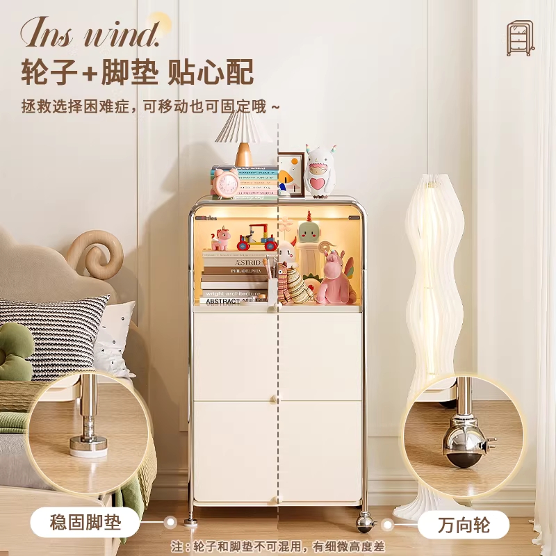 거실 모듈 장식장 서랍장 철재 거실 선반 수납장 가구 무드등 3도어 52cm 센서등 - 상세 이미지 5