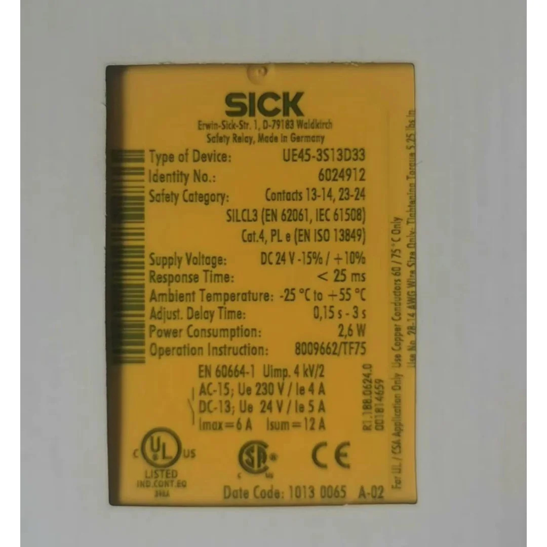 신형 UE45-3S13D33 6024912 안전 릴레이 용