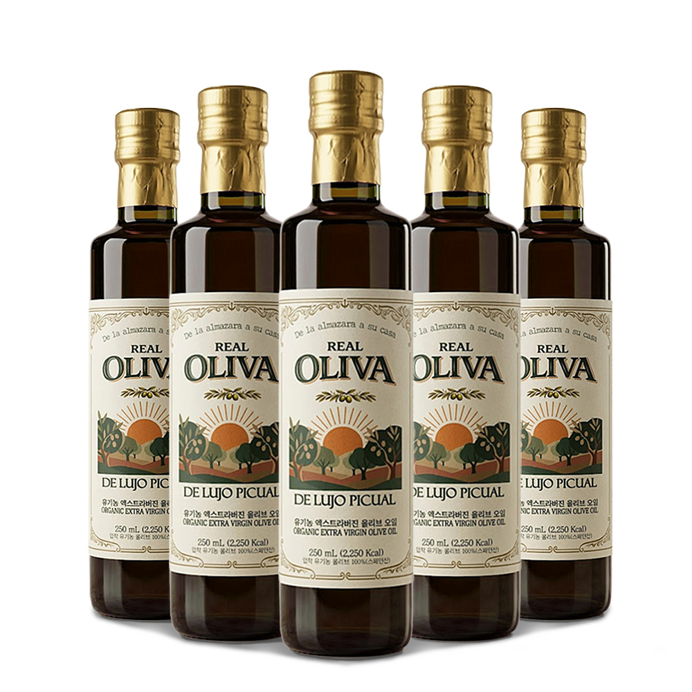 레알올리바 유기농 엑스트라버진 올리브오일 피쿠알 올레샷코스트코 햇올리브유 250ml, 5개 - 상품 이미지