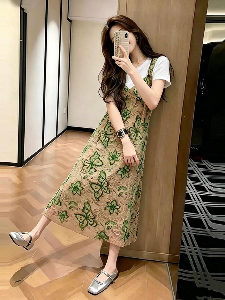 프렌치 플라워 롱원피스 여성 여름 원피스 레이어드 바캉스 꽃무늬 - 상세 이미지 2