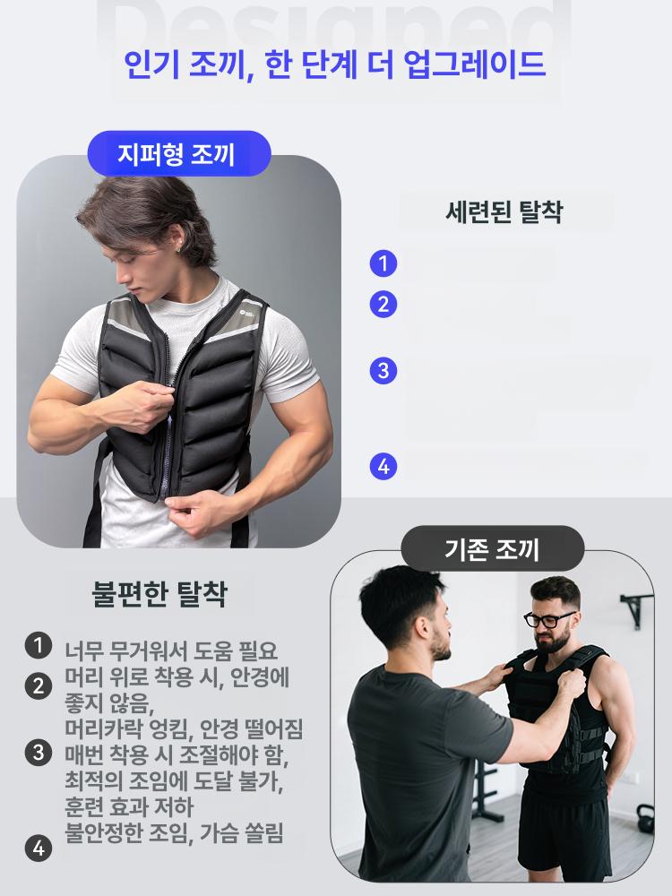 런닝용 웨이트조끼 중량 훈련용 러닝 스포츠 지퍼 피트니스 걷기 무게 체력훈련 러킹 - 상세 이미지 2