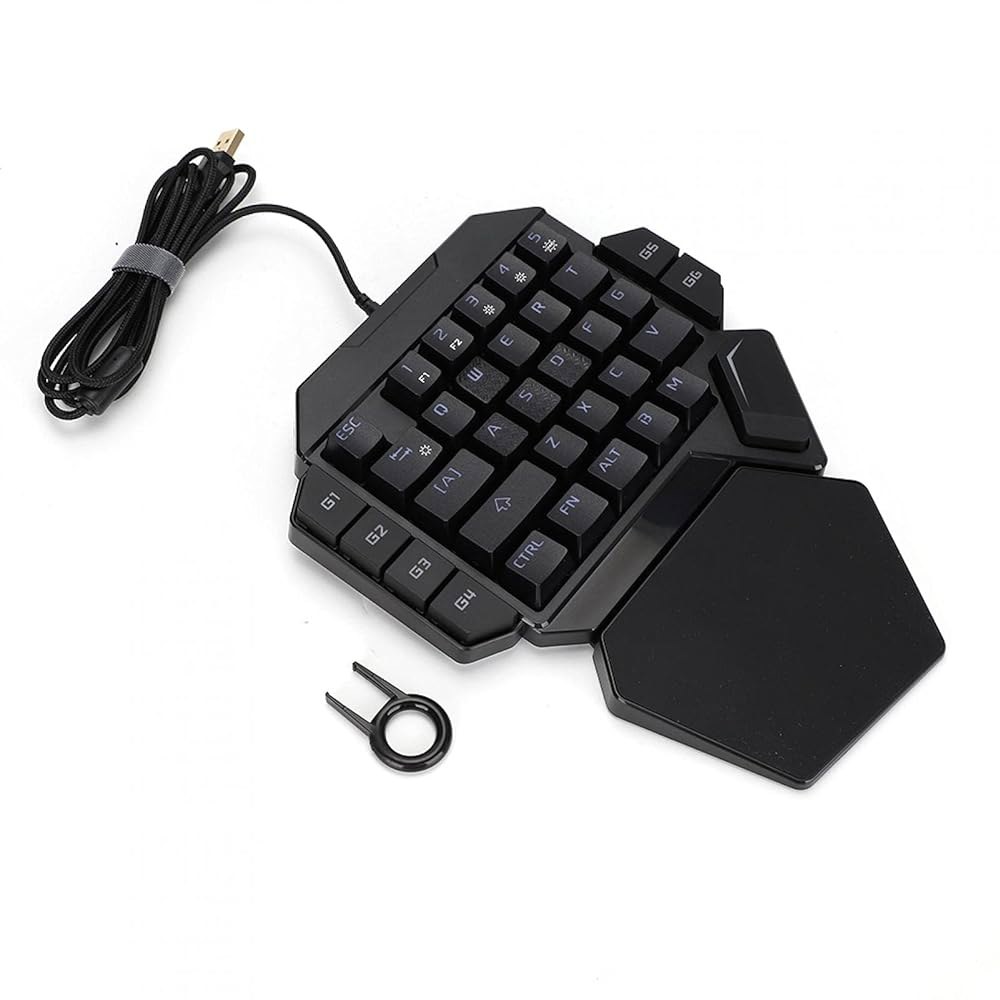 Joyzan 한 손 키보드, 유선 RGB 싱글 게이밍 미니 기계식 지원 35키 손목 6개의 컨트롤러 USB 핸드 인체 프로페셔널 매크로 키보드 PC 게이머 백라이트 휴대용 공학적 - 상품 이미지