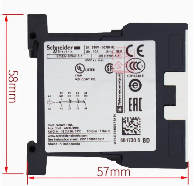 SCHNEIDER DC 접촉기 릴레이 CA3KN22BD 코일 전압 DC24V 2 열림 닫힘