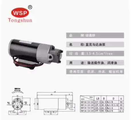 WSP 오일 펌프 모터 DC24V/12V-10A1.4L-min DC12V/24V-11A2.7L-min DC12V-12A4.5L-min DC12V-13A7.5L-min ROP-10