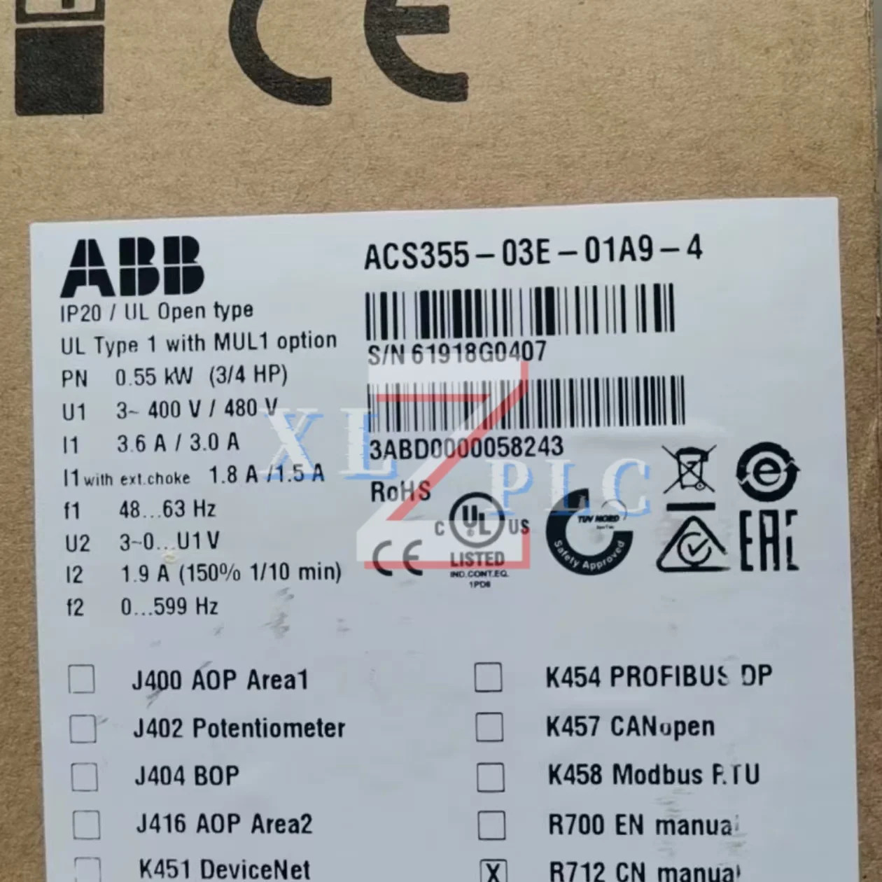 주파수 변환기 ACS355-03E-01A2-4 ACS355-03E-01A9-4 원본