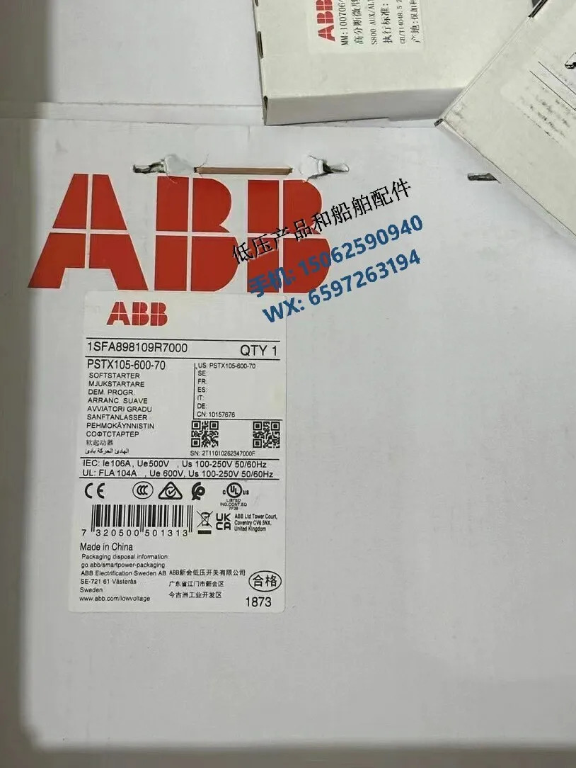 오리지널 ABB 소프트 스타터 PSTX105-600-70 전력 55kW 전압 AC100-250V 신
