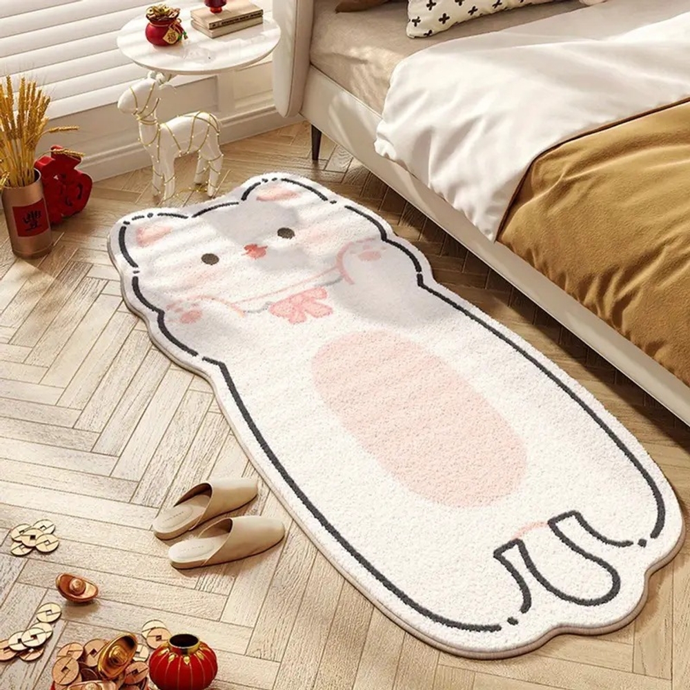 고양이 러그 침대옆 매트 침실 인테리어 카페트 오렌지고냥이 40x120cm - 상세 이미지 2