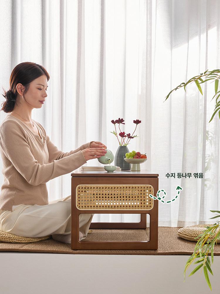 원목 타원형 거실테이블 접이식좌식테이블 내추럴 접이식테이블 접이식탁자 좌식탁자 - 상세 이미지 3