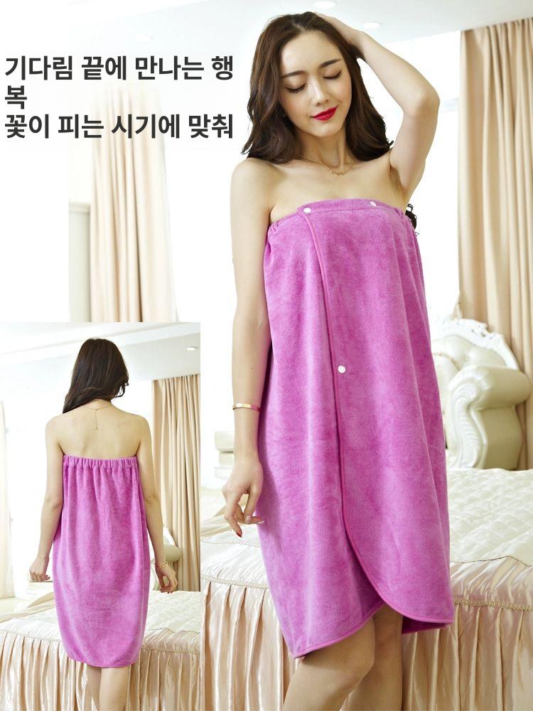 에스테틱 목욕가운 코튼 마사지 바스 랩타올 여성 타월 흡수성 수건 샤워로브 - 상세 이미지 2