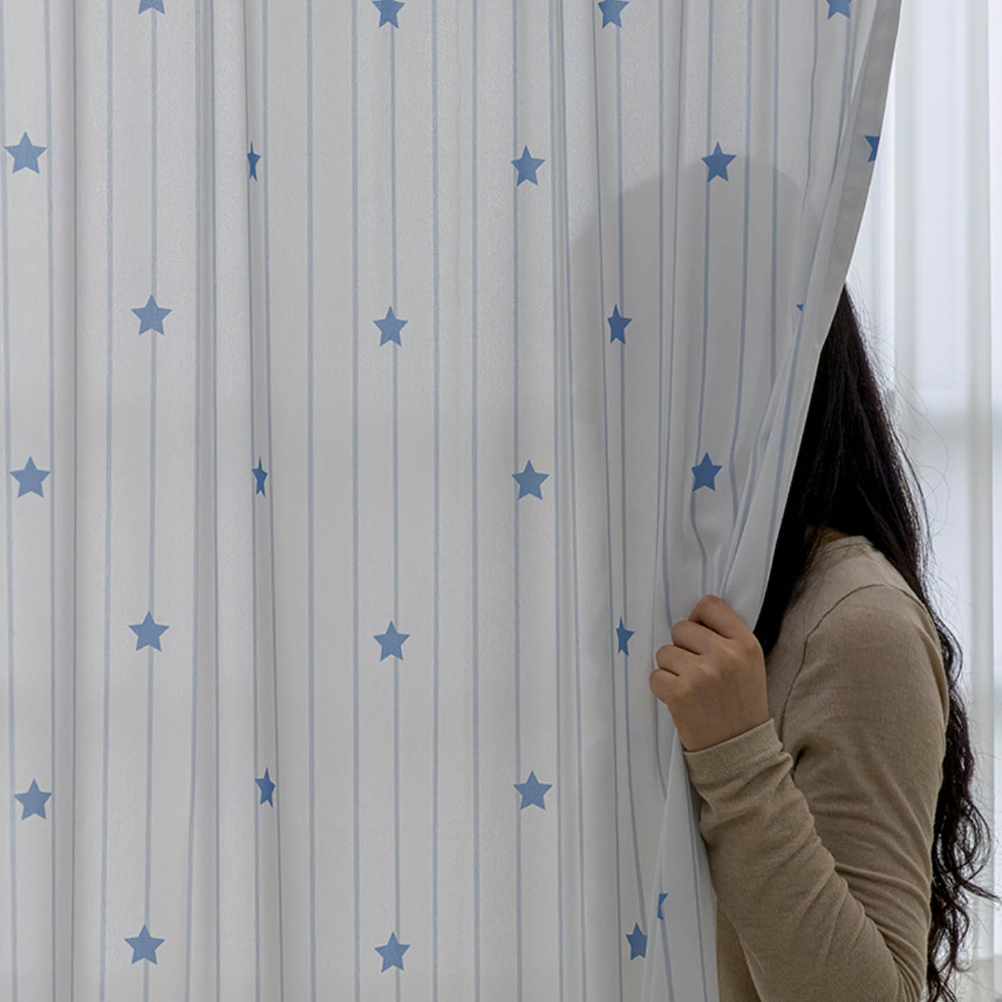밀키패치워크 쉬폰 포인트 커튼 거실 침실 창문 가리개 봉집형 인테리어 패브릭 이미지 6