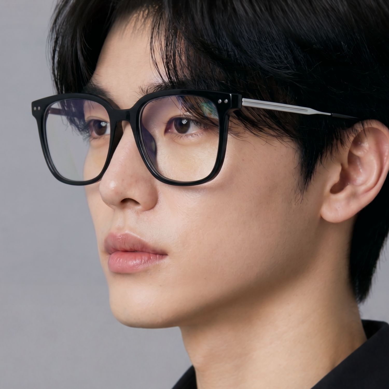 빅사이즈 사각 뿔테 티타늄 안경 가벼운 남자 여자 큰안경테 페시아 - 상세 이미지 4