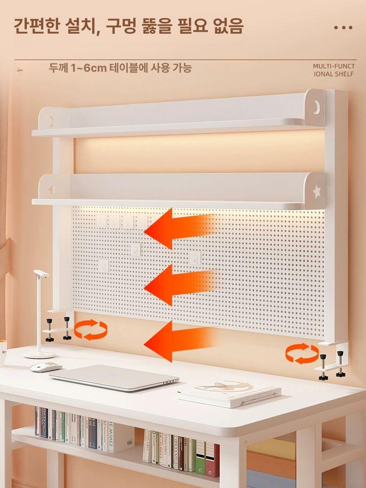 간이 책장 데스크탑 타공 책상위선반 정리 ㄱ자 심플 다층 진열대 틈새 원목책꽂이 - 상세 이미지 3