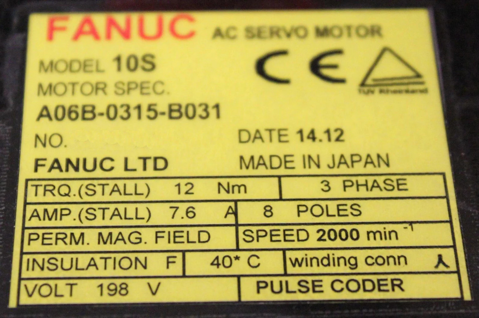 A06B-0315-B031 Fanuc 서보모터 리퍼 완료 A06B 0315 B031