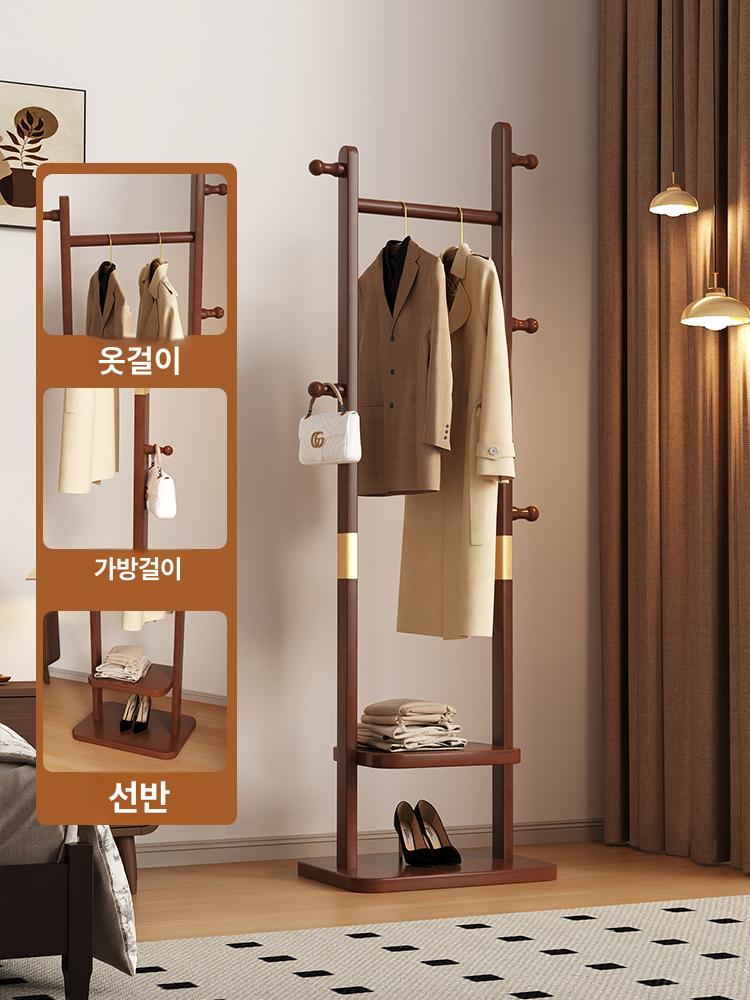 선반 우드행거 튼튼한 원룸 옷걸이 감성 원목행거 북유럽 이동식행거 엔틱 - 상세 이미지 2