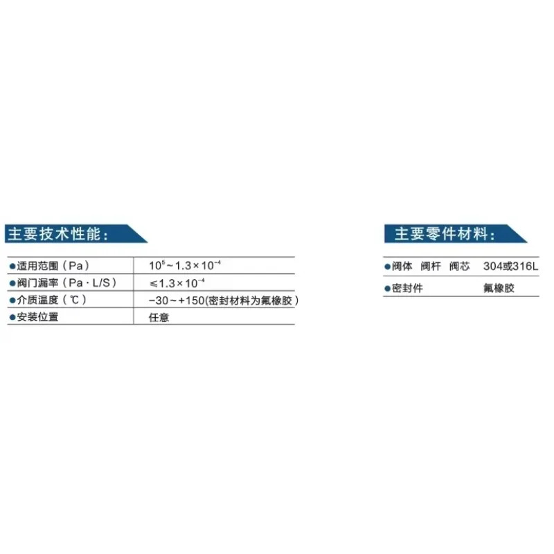 스테인레스 스틸 수동 고진공 다이어프램 밸브 GM호환-25-H