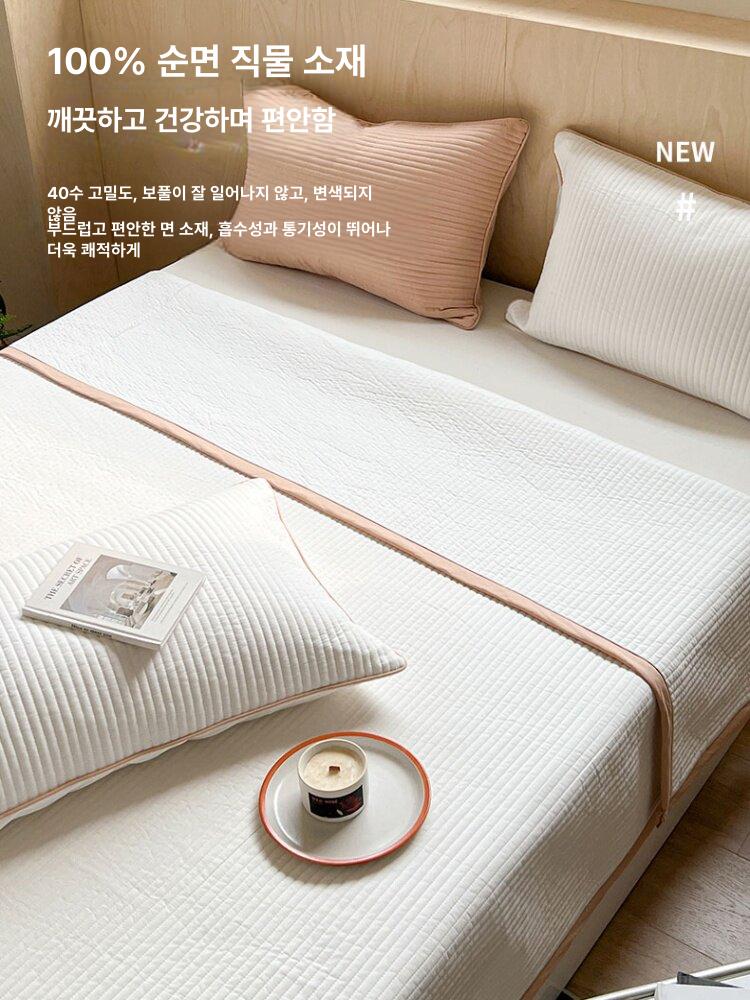 순면 목화솜 40수 침대 패드 누빔 매트리스 커버 zb화이트 싱글 [150x200cm] - 상세 이미지 5