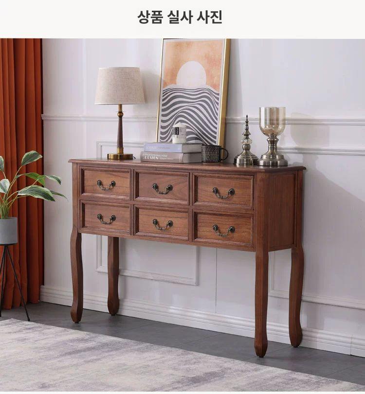 수납함 서랍장 인테리어 프렌치 콘솔장 복도장 빈티지원목콘솔 틈새 복도콘솔 입구 - 상세 이미지 3