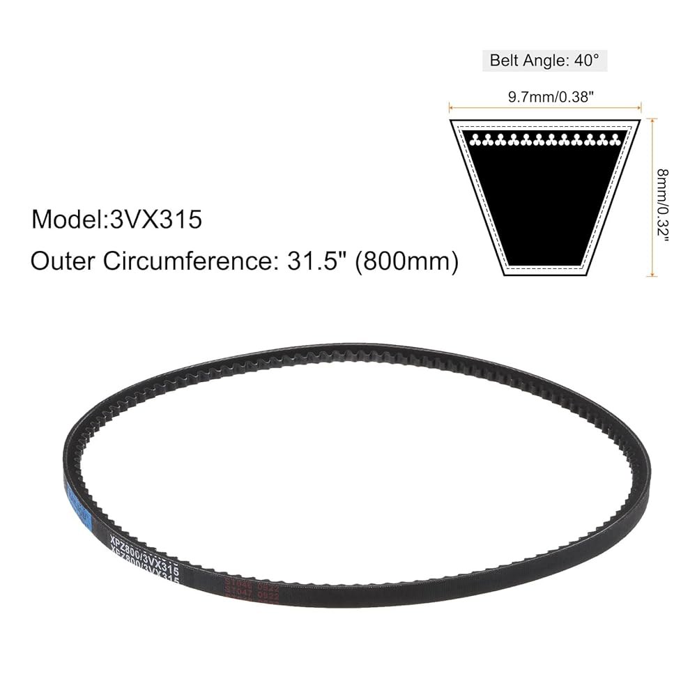 uxcell 3VX315 고무 V 벨트, 로우 엣지 코깅 인더스트리얼 벨트 31.5 길이 x 폭 두께 0.32 41.5 Length - 상세 이미지 2