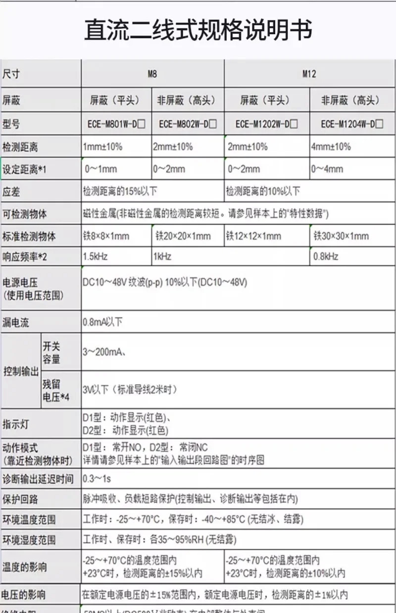 DC 3 선 스위치 센서 2핀 NPN 정상 개방 PNP 금속 24V M8M12M18M30