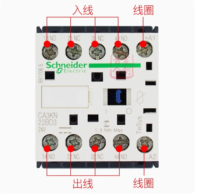 SCHNEIDER DC 접촉기 릴레이 CA3KN22BD3 코일 전압 24V 2 열림 닫힘