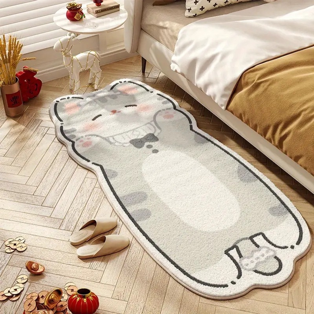 고양이 러그 침대옆 매트 침실 인테리어 카페트 오렌지고냥이 40x120cm - 상세 이미지 3