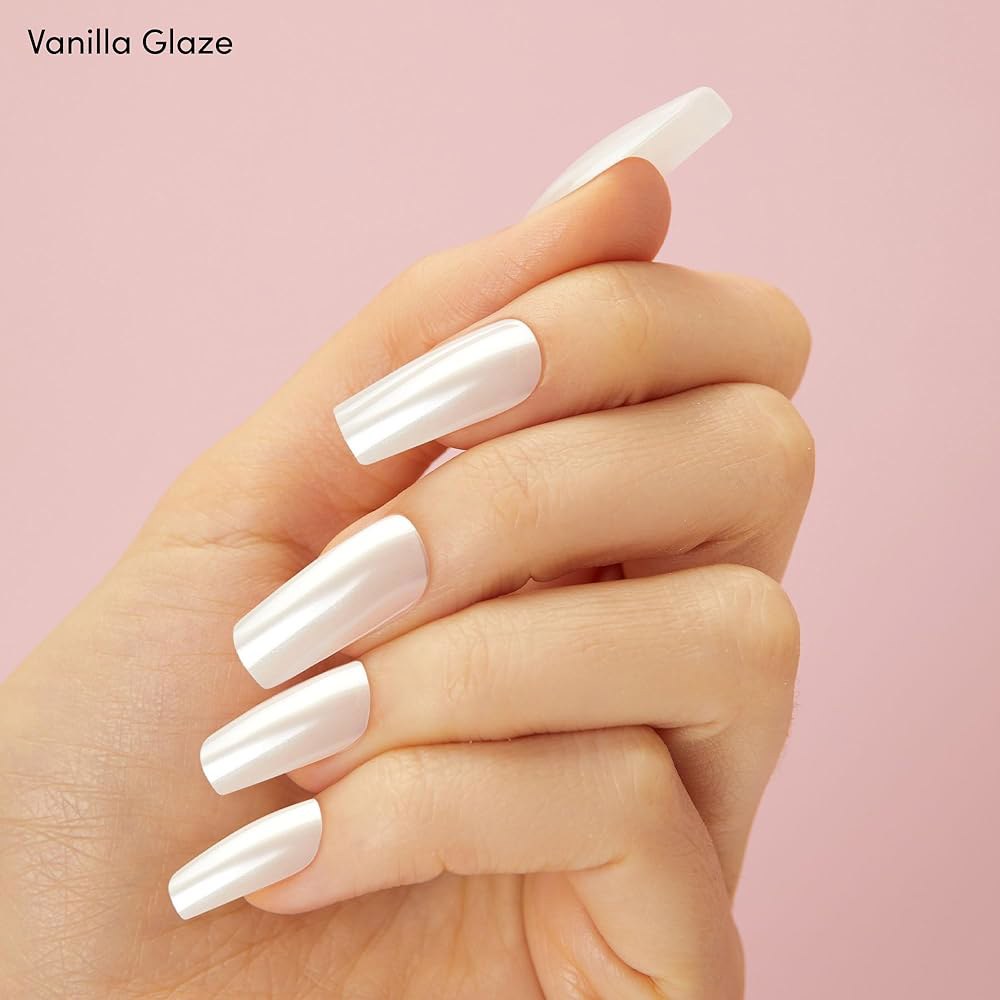 Dashing Diva Nailbliss 글레이즈드 도넛 - 바닐라 길이 30개 글레이즈 2세트 모양 포함, 사각형 번들 쉬운 품질, 프렌치 적용 및 흠집 살롱 매니큐어 방지 긴 - 상세 이미지 2
