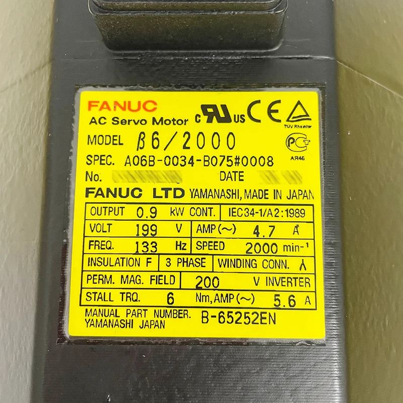 A06B-0034-B075 CNC 기계Fanuc 서보모터 리퍼 OK A06B 0034 B075