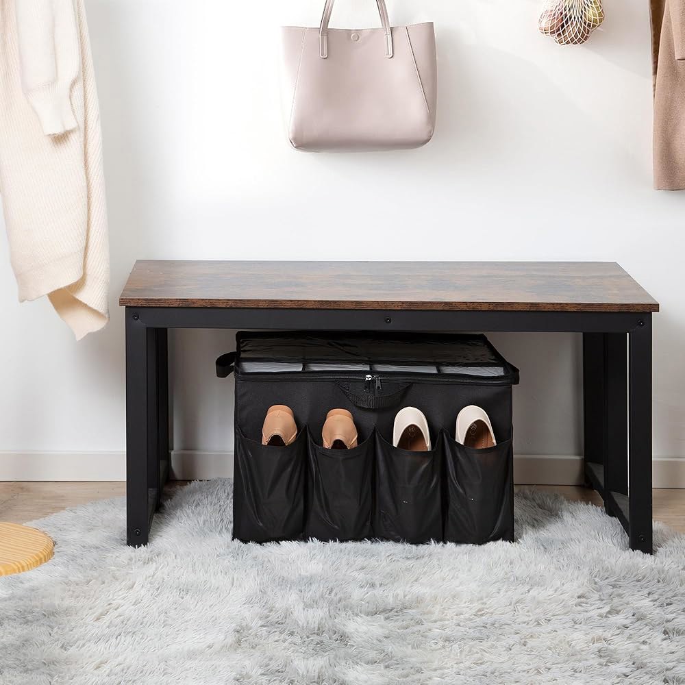 STORAGEIDEAS 옷장용 패브릭 신발 정리함, 최대 커버가 적합, 가능한 접이식 보관 상자, 블랙, 1팩 있는 24쌍까지 칸막이와 조절 투명 Grey-1Pack Medium - 상세 이미지 2