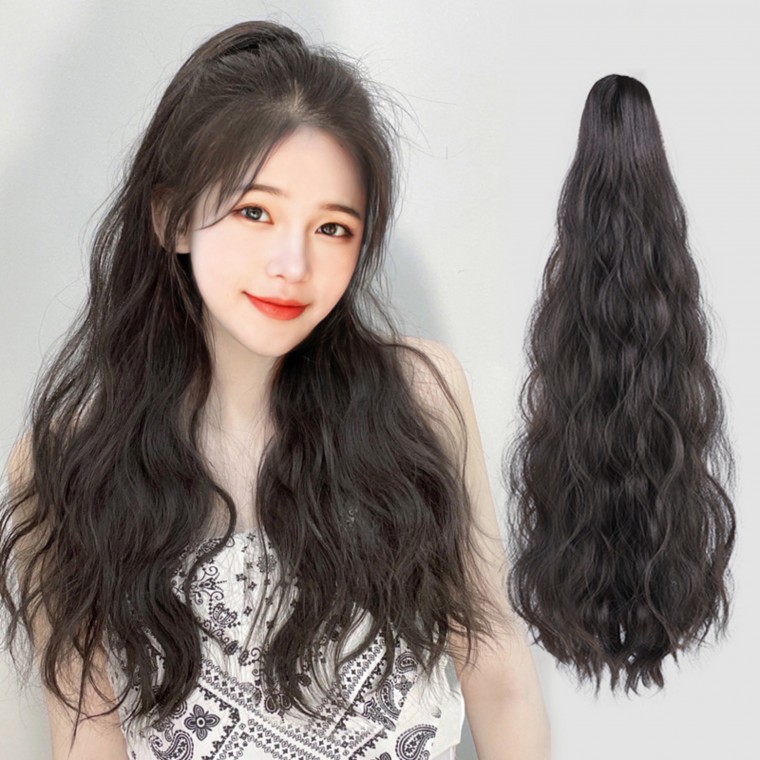 도모아 웨이브 묶음 포니테일 집게 롱 부분 가발 - 상품 이미지