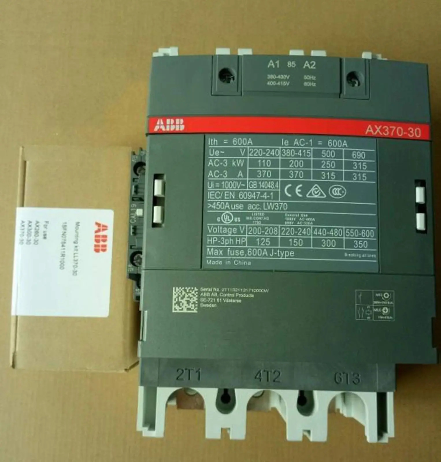 ABB 범접촉기 오리지널 AX 시리즈 전압 220-230VAC AX370- 30-11-80 신