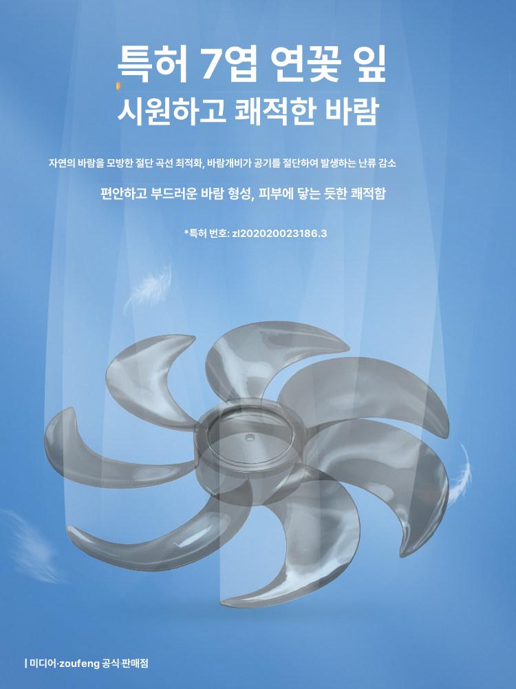 미디어 대형 바닥형 강풍 저소음 신형 7날 블랙 L급 강풍 저소음 - 상세 이미지 3
