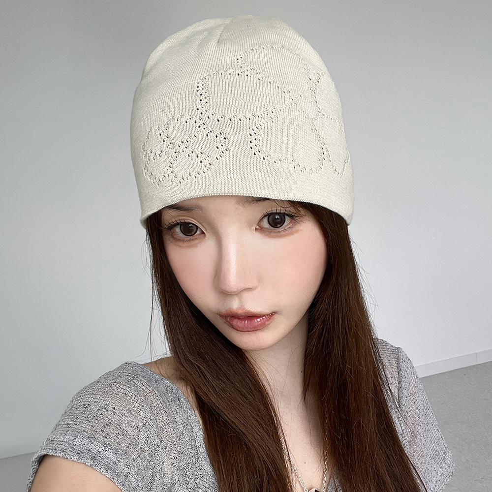 플라워 펀칭 봄 여름 여성 숏 롱 비니 - 상품 이미지