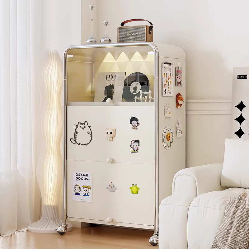 거실 모듈 장식장 서랍장 철재 거실 선반 수납장 가구 무드등 3도어 52cm 센서등 - 상세 이미지 2