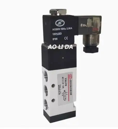 ZHICHENG 2위치 5방향 솔레노이드 밸브 4C110-06 AC220V 0.23 DC24V AC24V