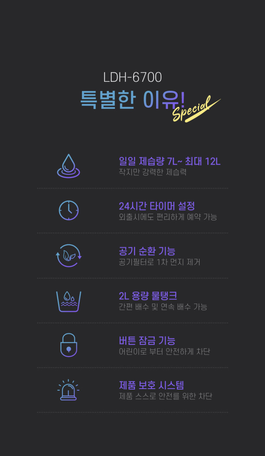 롯데 제습기 실속형 가정용 원룸 미니 화장실 욕실 드레스룸 LDH-6700 최대12리터 판매처 상세 정보 이미지 2