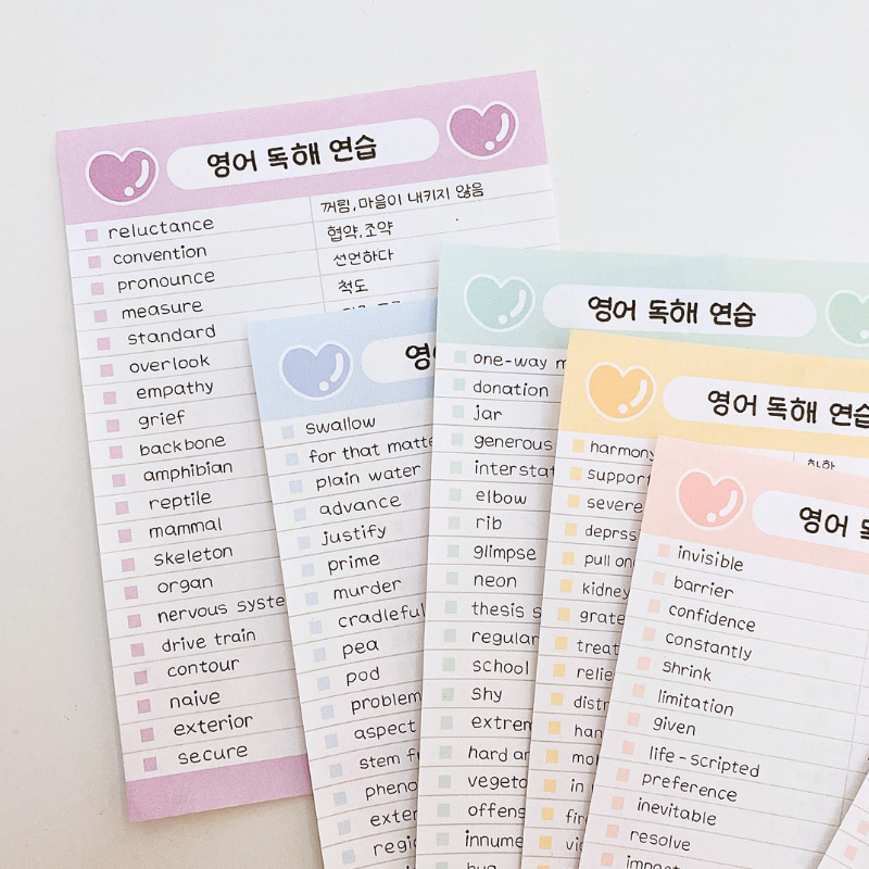 치이즈샵 떡메모지 달콤 단어장 100매 뜯어쓰는 영어단어장 캐릭터 예쁜 영단어 일본어 초등 - 상세 이미지 2
